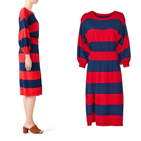 NWT FREE PEOPLE On My Mind Sweater Dress Stripe Dolman Sz M - Picture 2 of 9